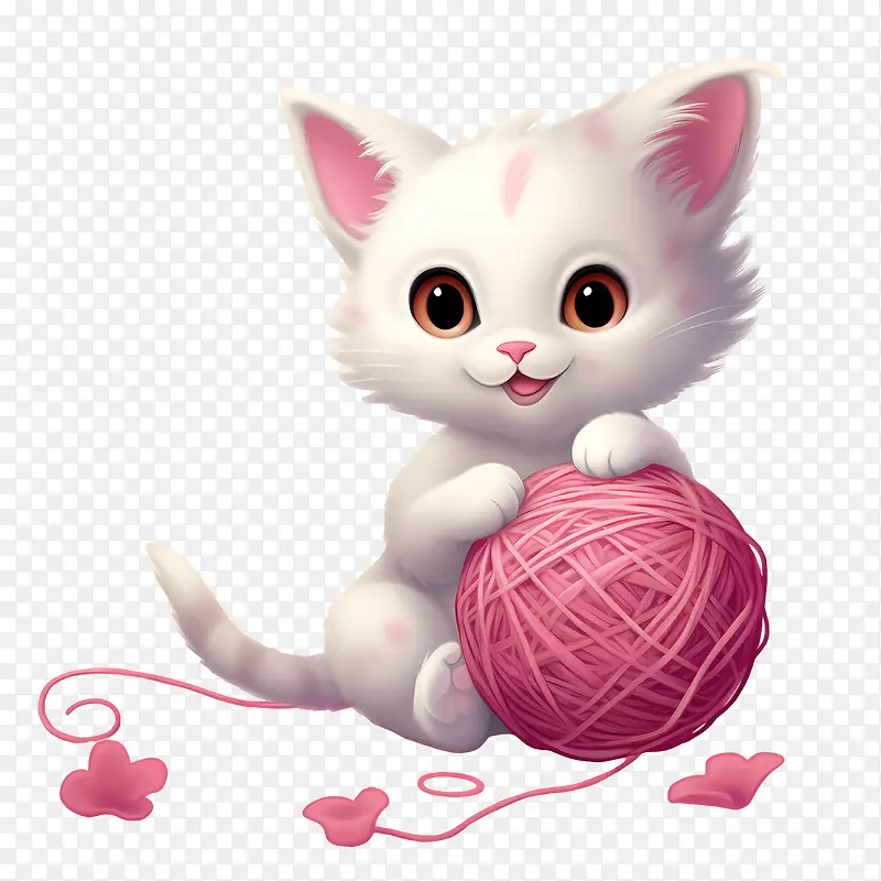 猫玩毛线球-猫玩毛线球猫小猫粉红色毛线俏皮