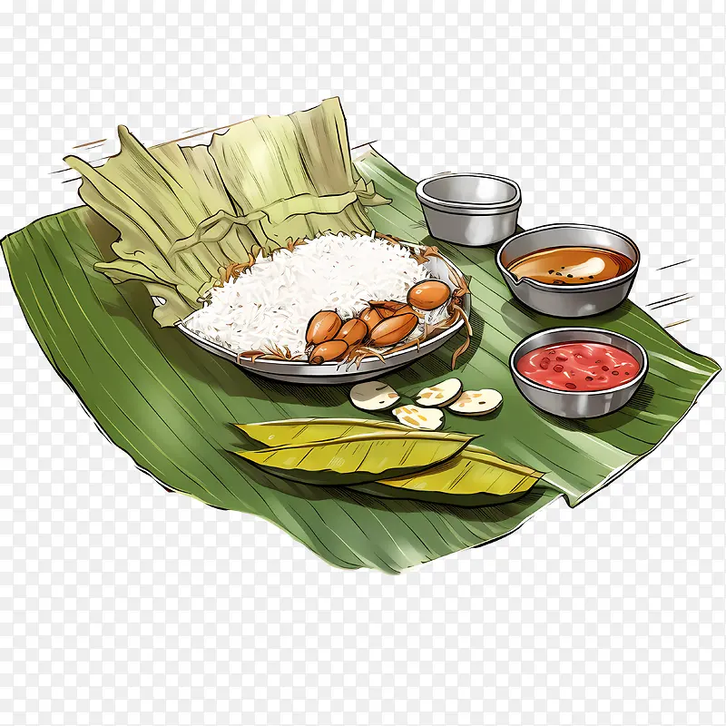 OnamSadya食物-香蕉叶