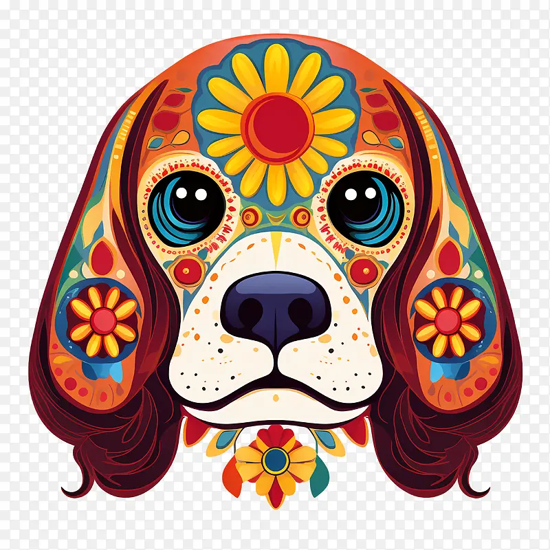 亡灵节-亡灵节亡灵节狗头骨狗比格犬