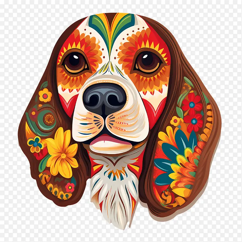 亡灵节-亡灵节亡灵节狗头骨狗比格犬
