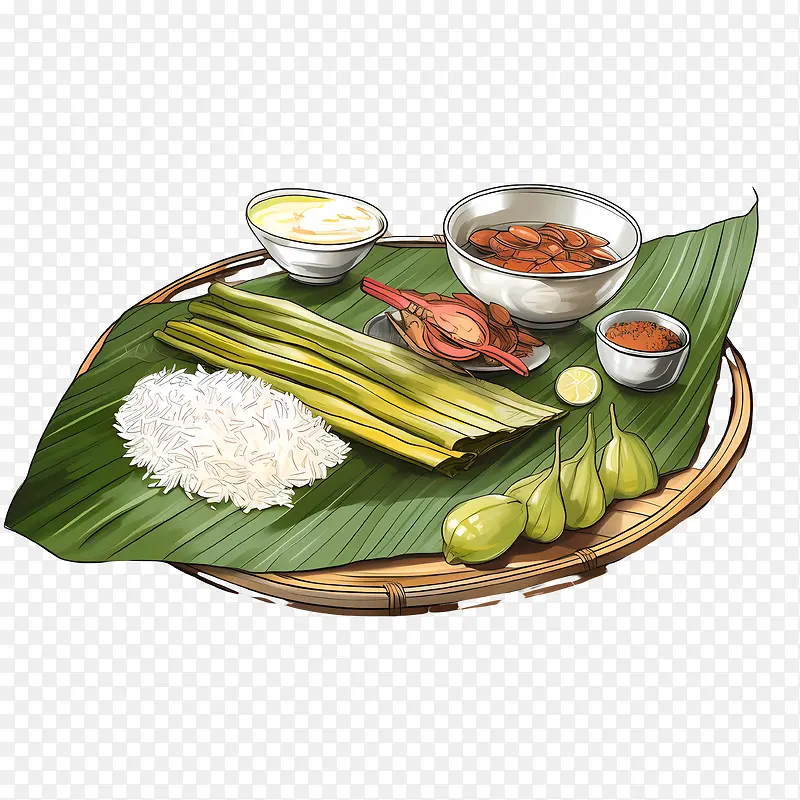 OnamSadya食物-香蕉叶