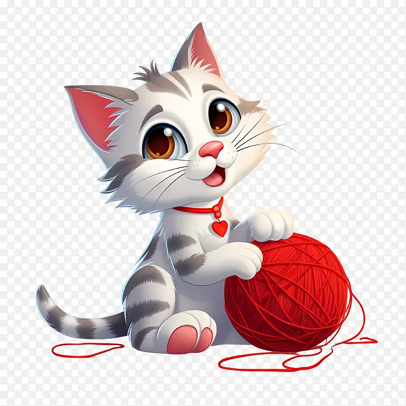 猫玩毛线球-猫玩毛线球猫小猫毛茸茸的可爱