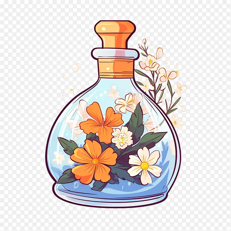 香水瓶-鲜花花束