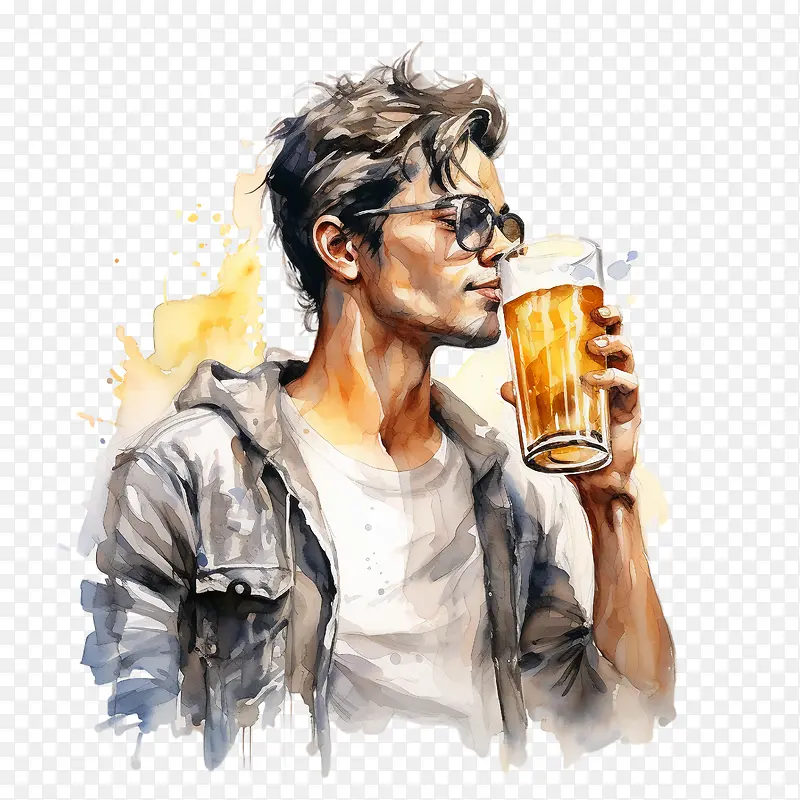 啤酒爱好者日-啤酒爱好者日男人啤酒杯啤酒杯