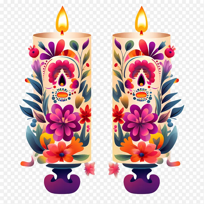 蜡烛-蜡烛亡灵节diadelosmuertos亡灵节糖头骨