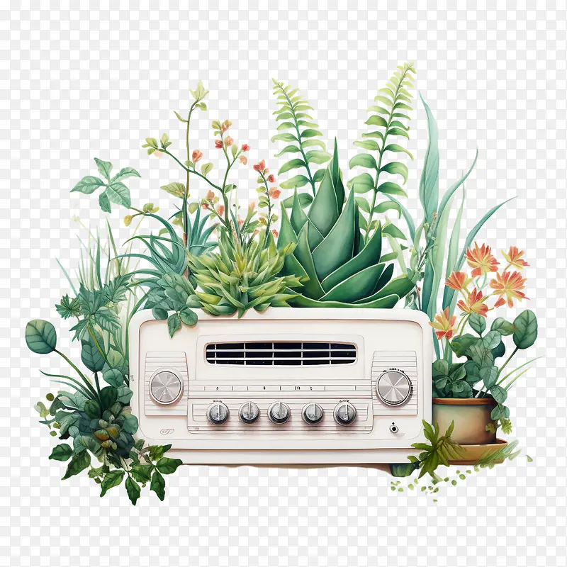 国家广播日-国家广播日花园植物广播复古