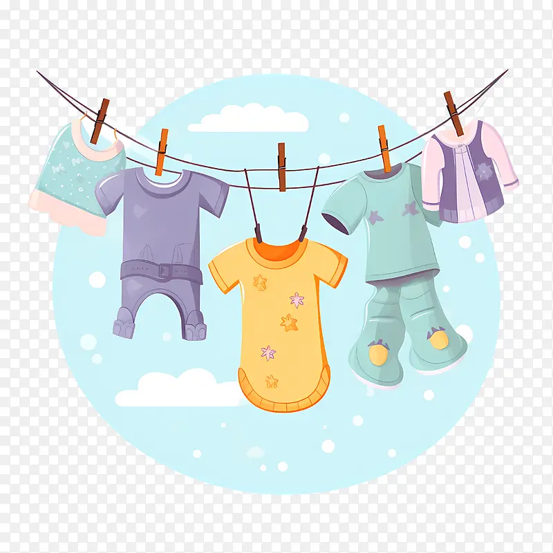 挂衣服——挂衣服婴儿衣服挂在晾衣绳上婴儿衣服晾衣绳