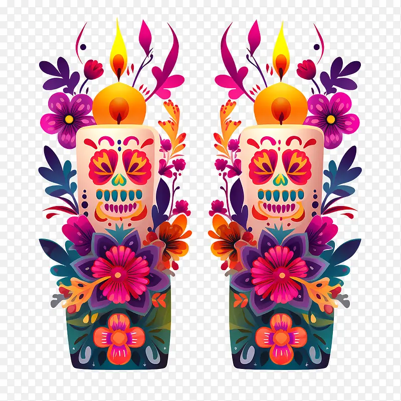 蜡烛-蜡烛亡灵节diadelosmuertos糖头骨亡灵节