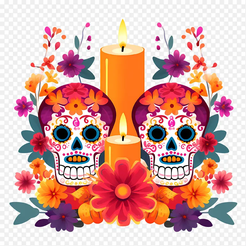 蜡烛-蜡烛亡灵节diadelosmuertos糖头骨蜡烛