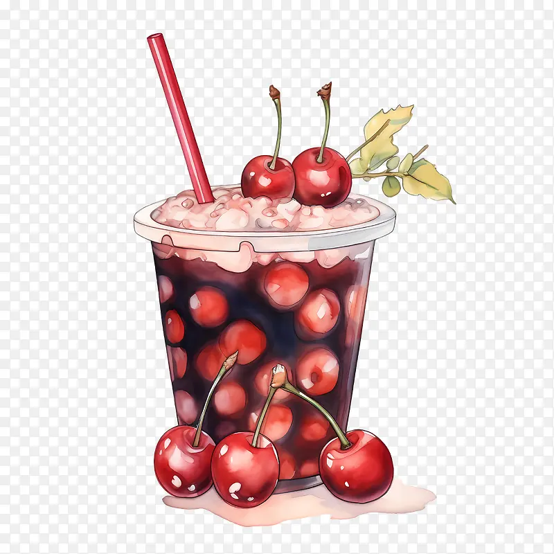 珍珠奶茶-珍珠奶茶樱桃鸡尾酒水果鸡尾酒鸡尾酒饮料