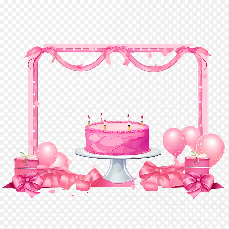 生日框架-粉色生日蛋糕