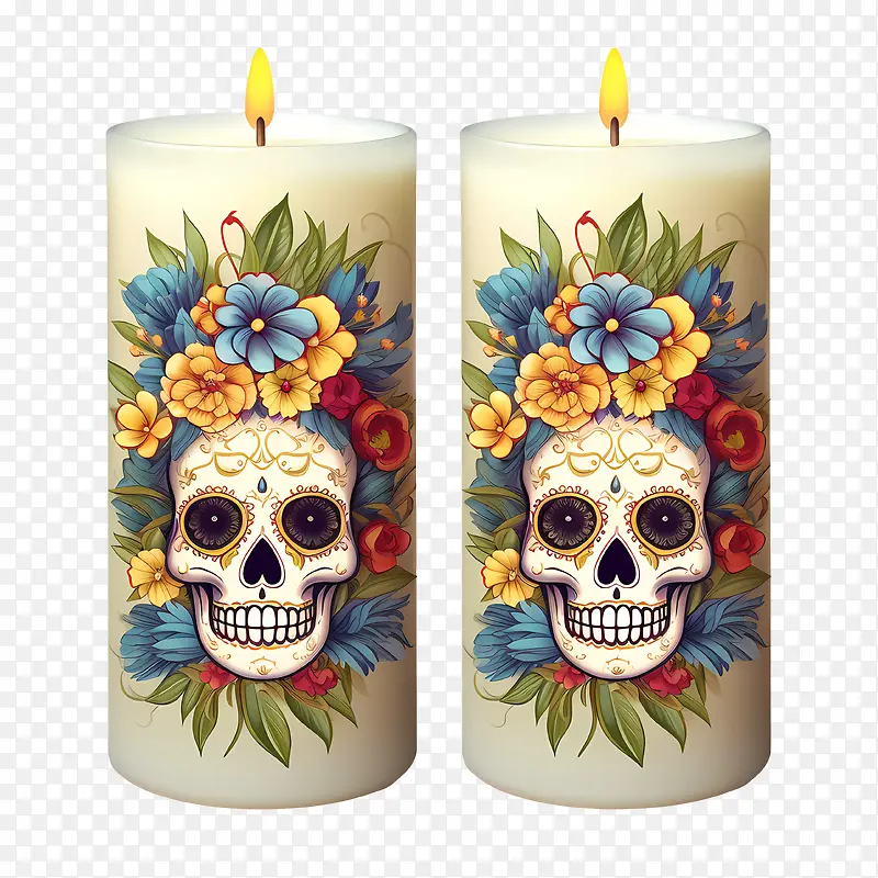 蜡烛-蜡烛亡灵节亡灵节骷髅花