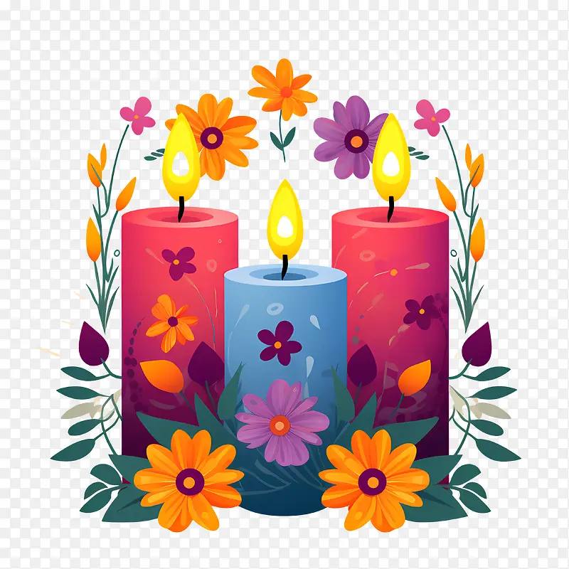 蜡烛-蜡烛亡灵节diadelosmuertos花卉蜡烛
