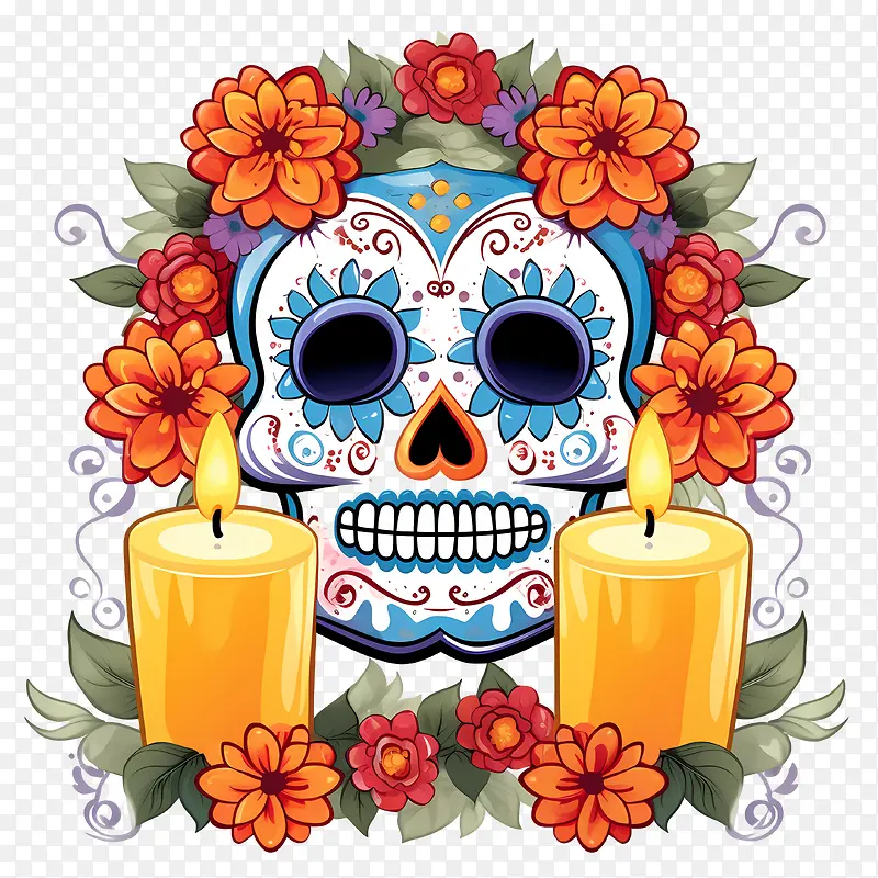 蜡烛-蜡烛亡灵节亡灵节骷髅蜡烛