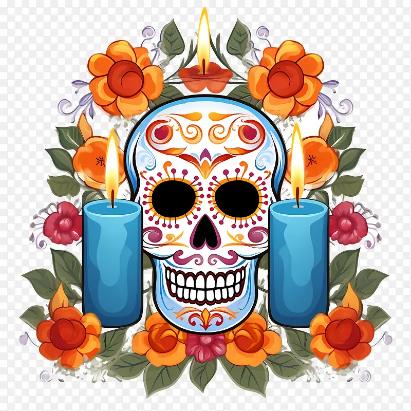 蜡烛-蜡烛亡灵节亡灵节骷髅蜡烛