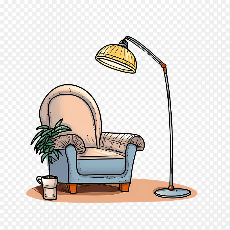 沙发和灯-沙发和灯休闲椅灯植物家具
