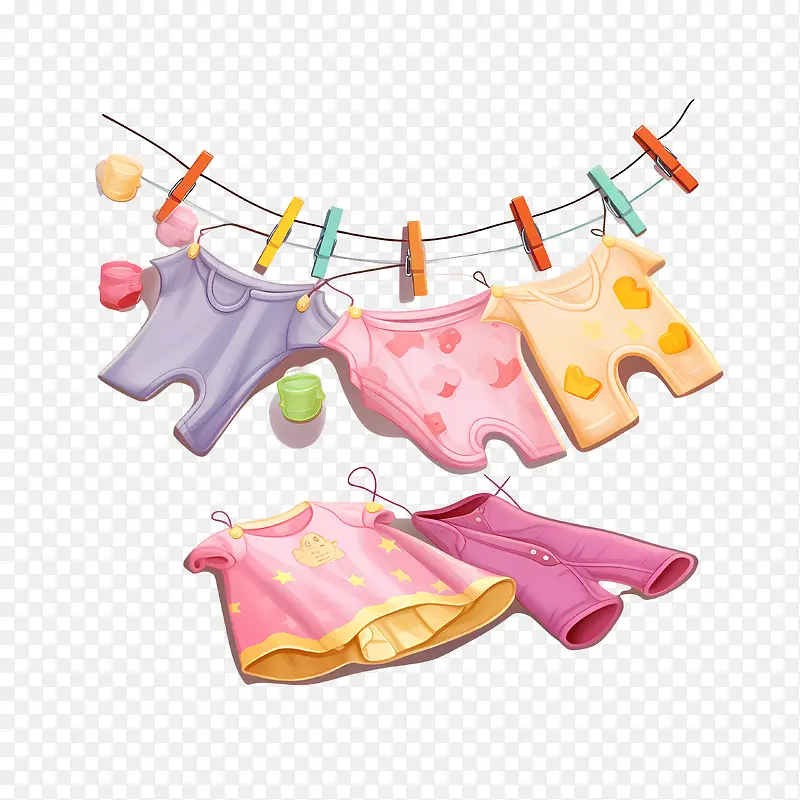 挂衣服——挂衣服婴儿衣服挂在晾衣绳上婴儿衣服套装