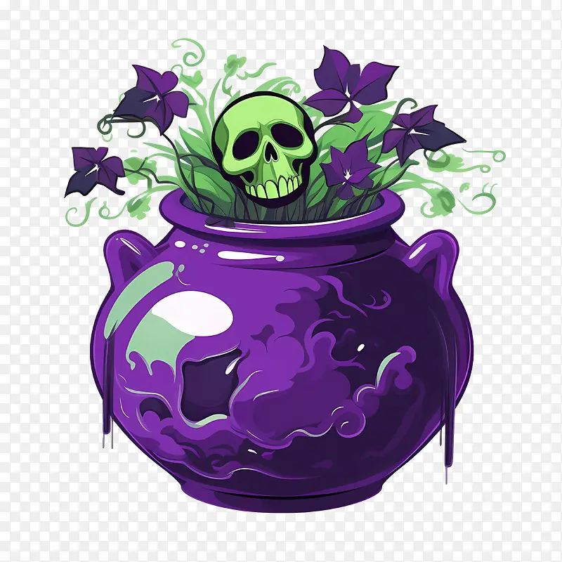 毒锅-毒锅锅植物头骨紫色