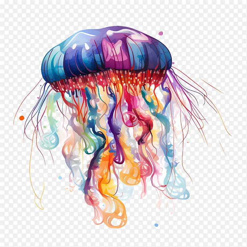 世界水母日-世界水母日水母水下水彩颜色