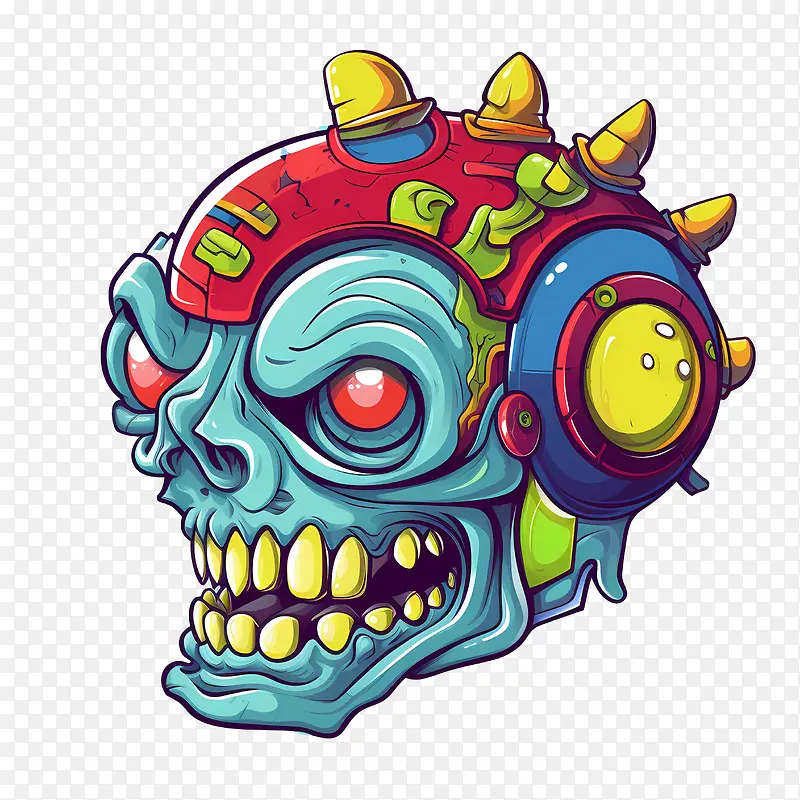 僵尸头骨-僵尸头骨卡通僵尸头骨