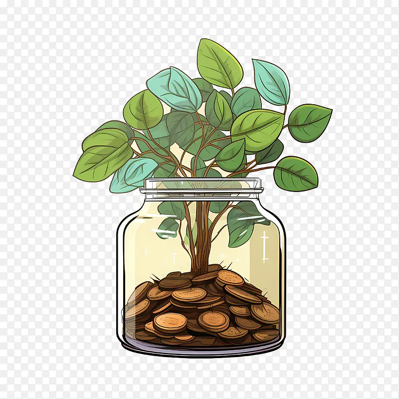 世界勤俭日-世界勤俭日硬币植物钱盆栽