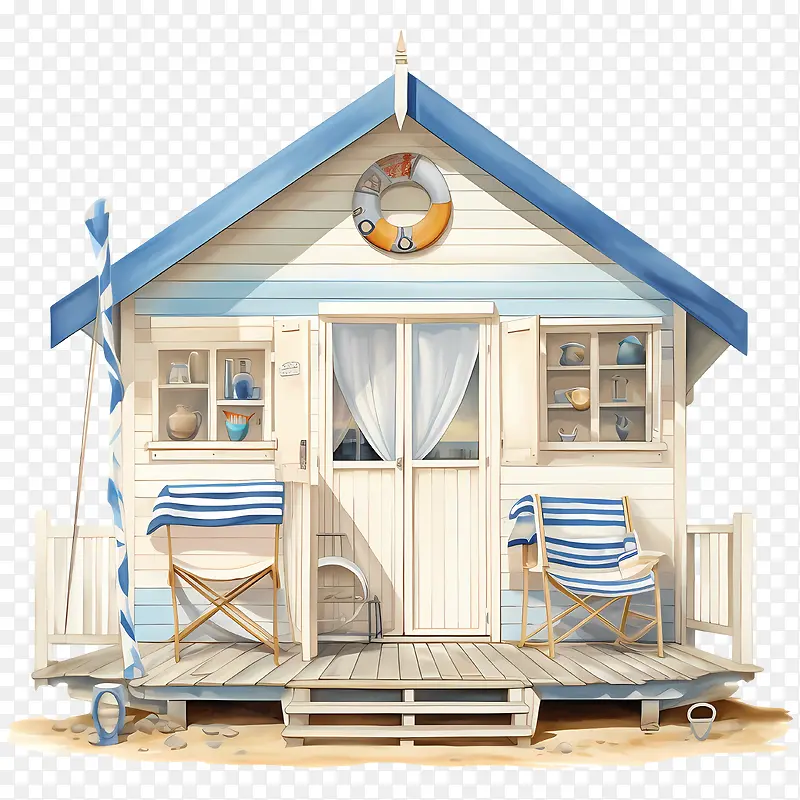 海滩小屋-海滩小屋小屋海滩条纹甲板