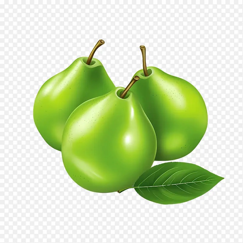 绿梨-绿梨三个绿色成熟的水果