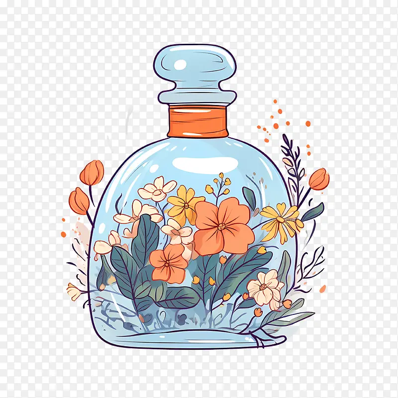 香水瓶-香水瓶玻璃瓶鲜花颜色花卉