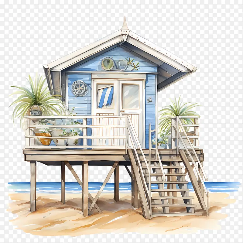 海滩小屋-棕榈树