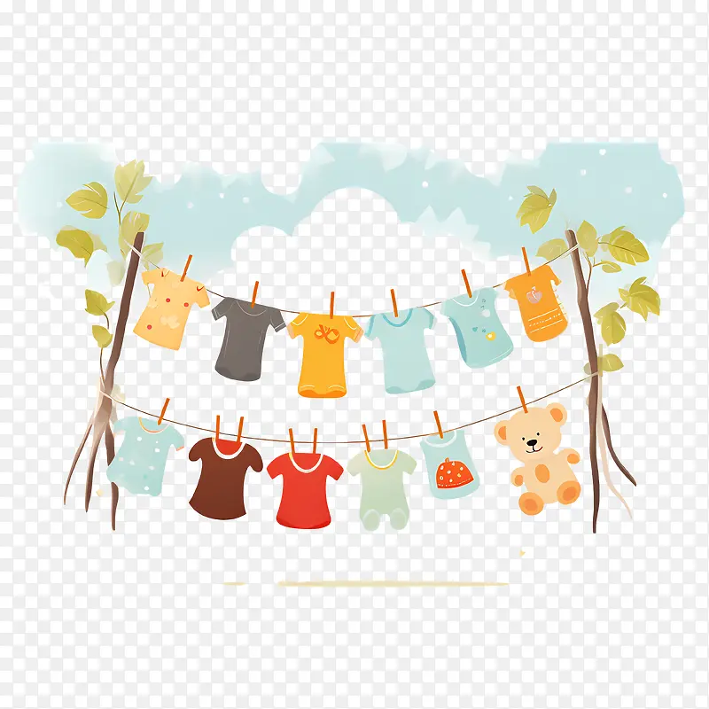 婴儿服装-婴儿服装挂在晾衣绳上的衣服户外晾衣绳