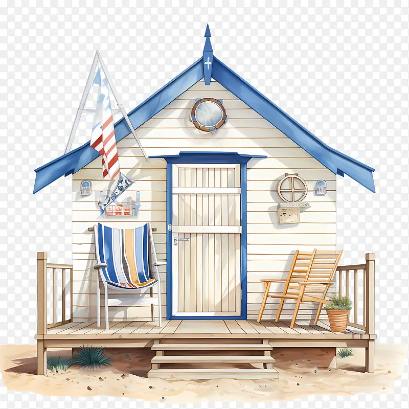 海滩小屋-海滩小屋海滨别墅蓝色白色木质