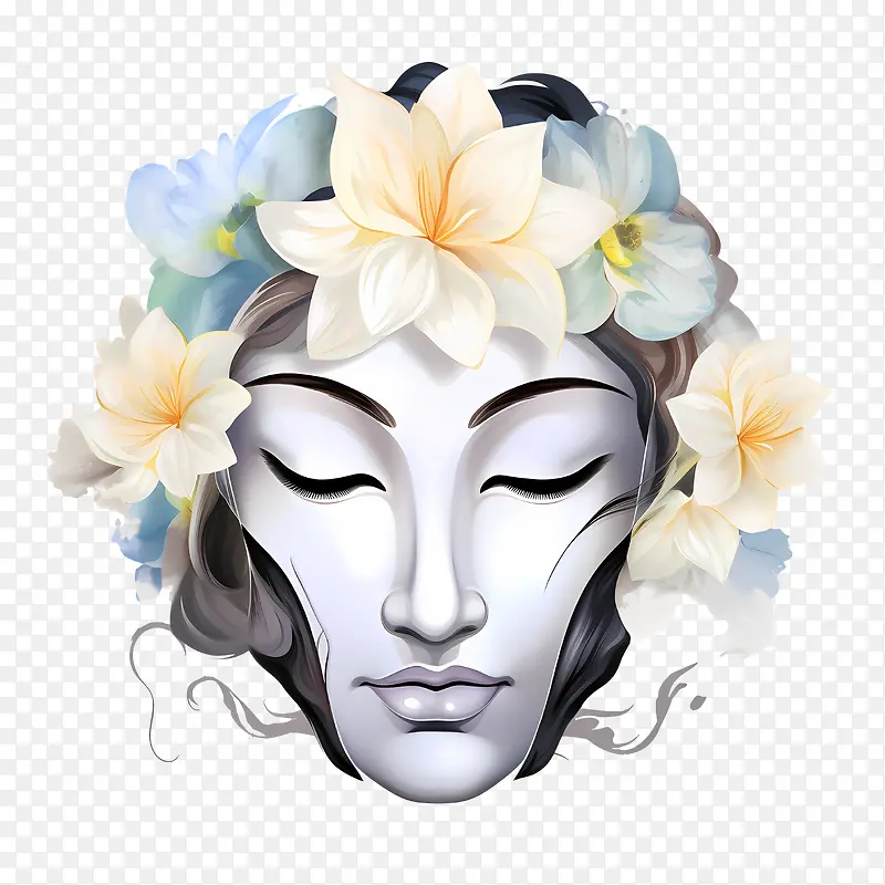 抽象的脸-春天的花朵