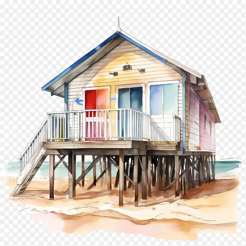 海滩小屋-海滩小屋小屋海滨别墅海边多彩