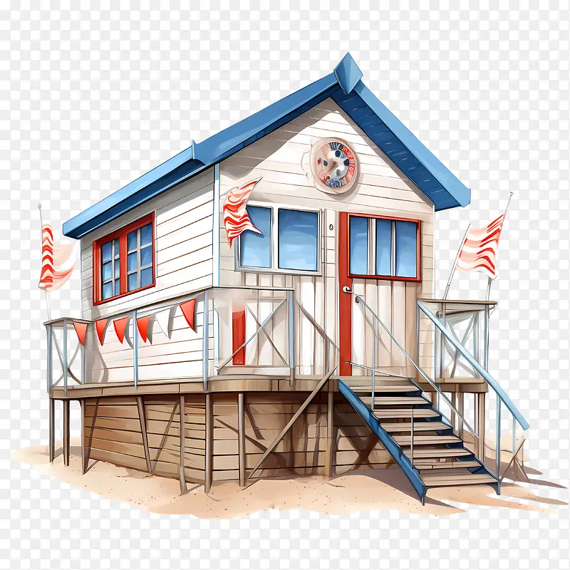 海滩小屋-海滩小屋建筑木结构房屋甲板