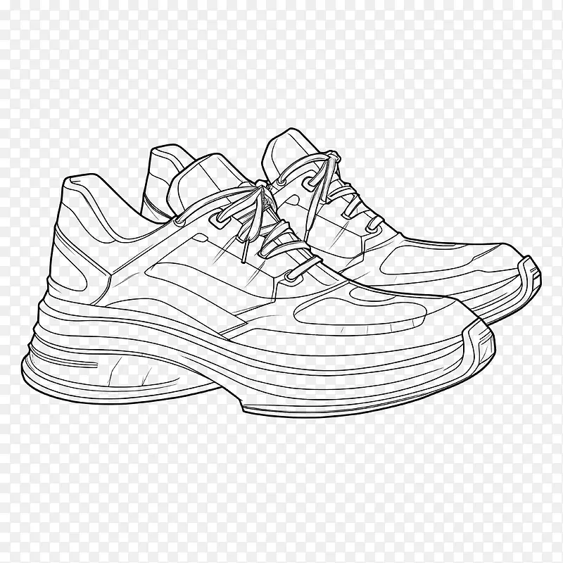 素描运动鞋-素描运动鞋跑步鞋运动鞋鞋类鞋带