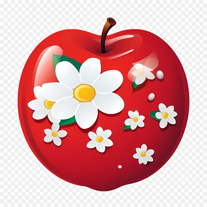 吃红苹果日-吃红苹果日苹果红花雏菊