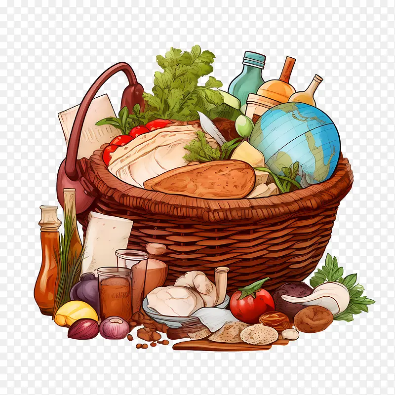 世界素食日-世界素食日面包水果蔬菜肉类