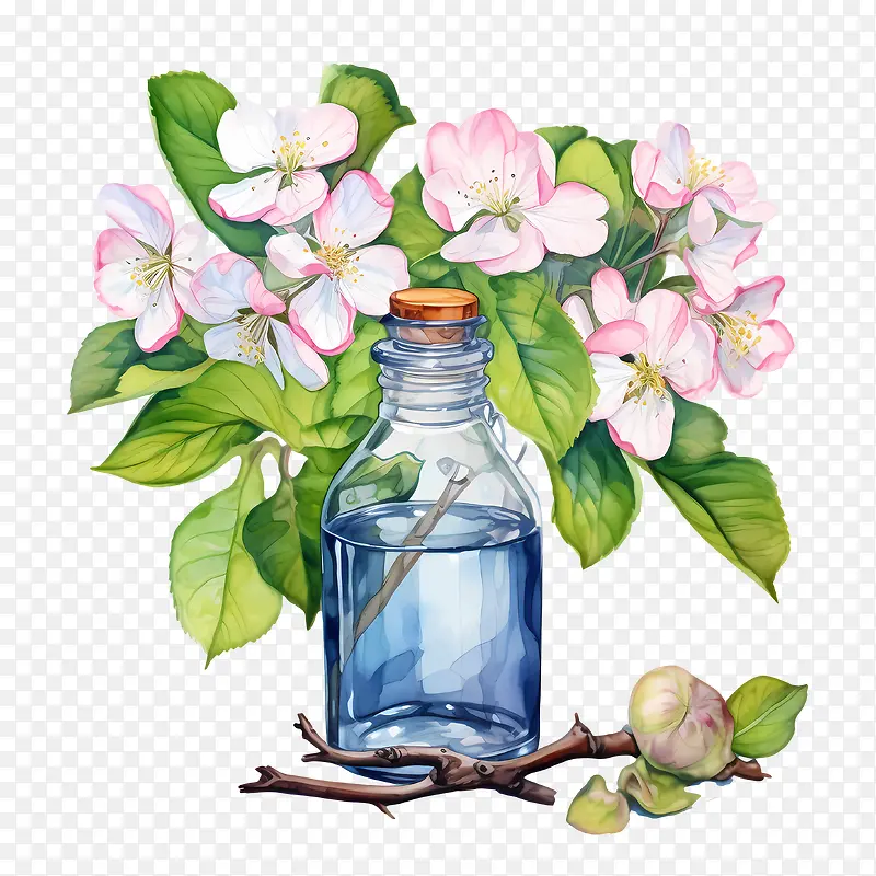 苹果花-白色背景