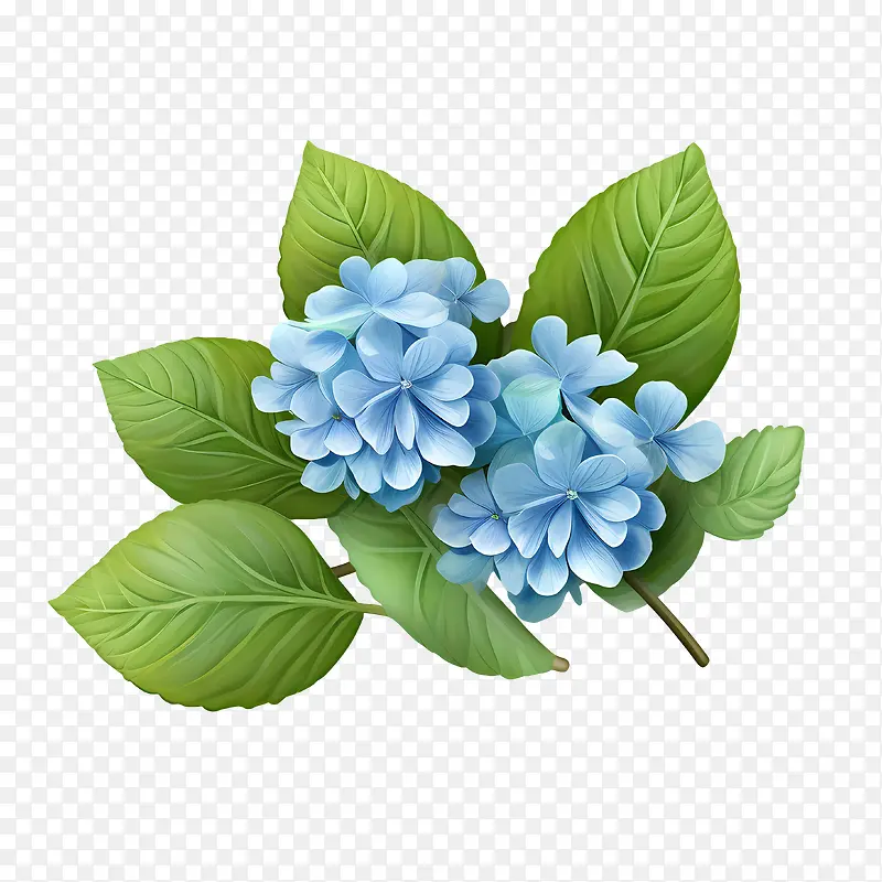 绣球花-绣球花蓝色绣球花的形象绿叶花朵植物生命