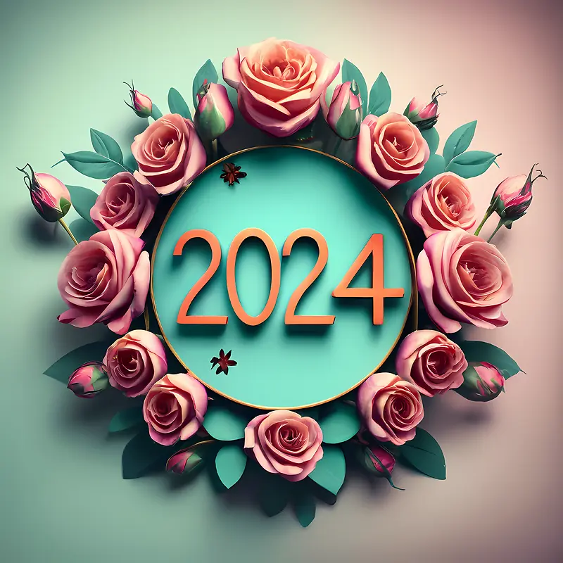 2024年新年快乐-花环