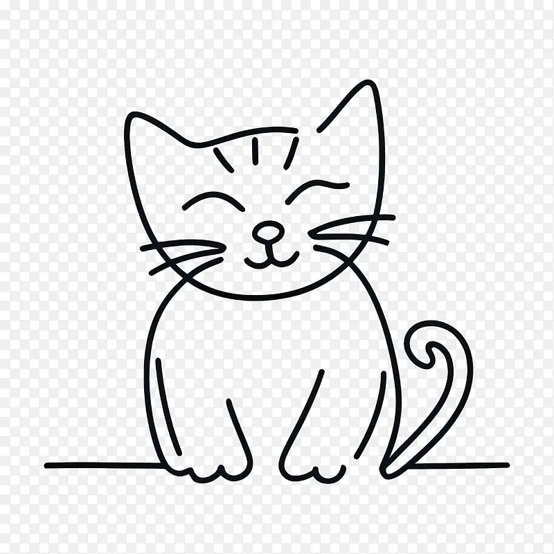 手绘猫-手绘猫猫小猫可爱黑白