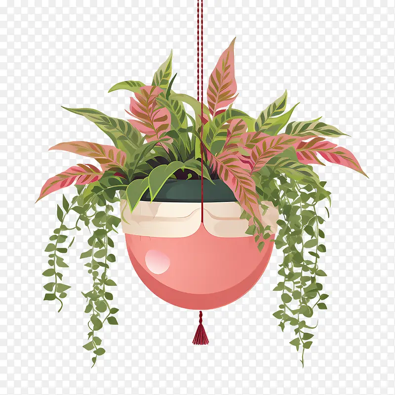 带盆的悬挂植物-带盆的悬挂植物盆栽悬挂花盆人造植物人造植物