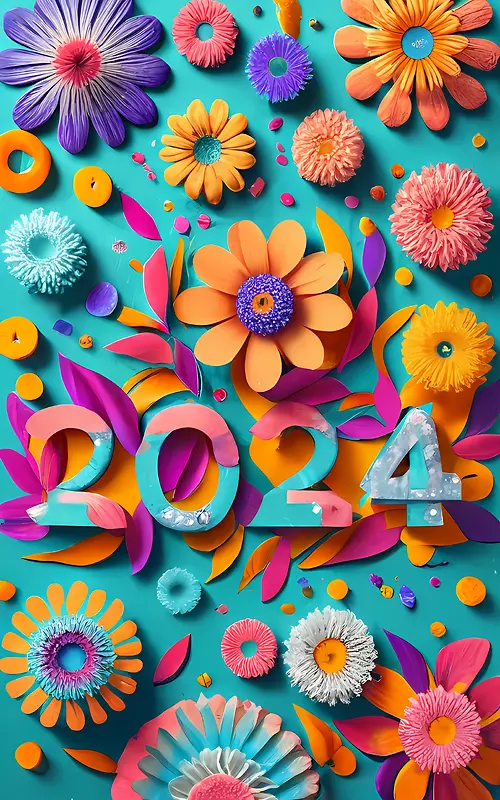 2024你好-2024你你好花多彩抽象花卉
