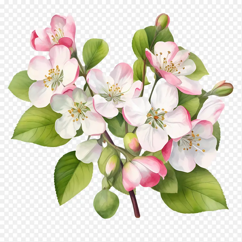 苹果花-苹果花春天开花鲜花分支