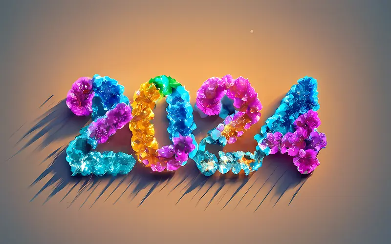 2024年新年快乐-2024年新年快乐鲜花颜色数字形状