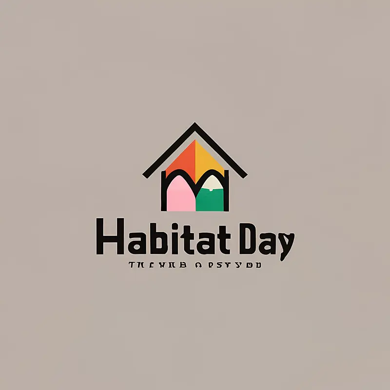 世界人居日-世界人居日标志房子彩色建筑