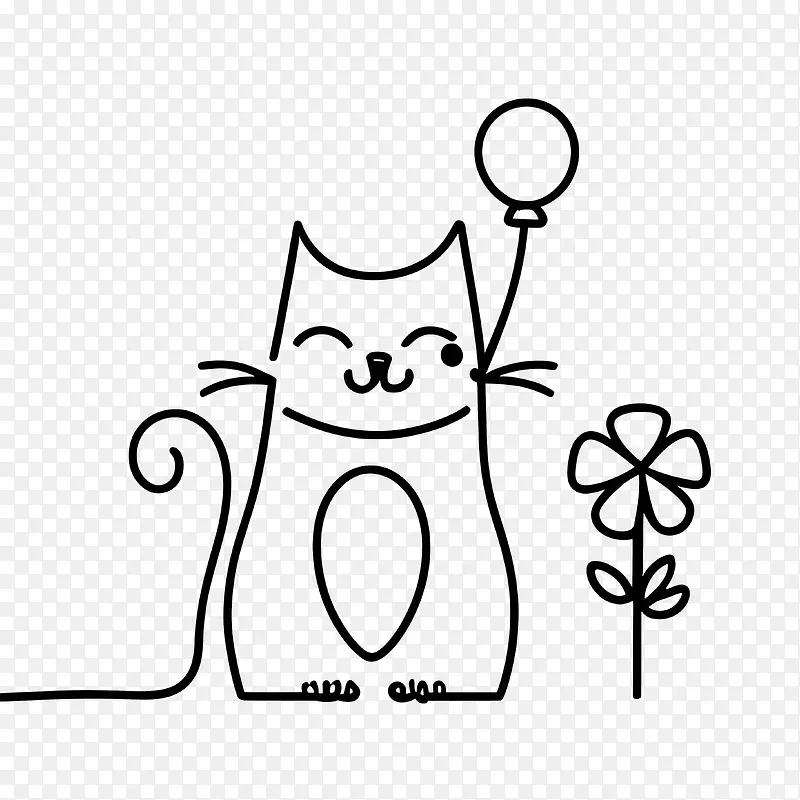 手绘猫-手绘猫猫花气球俏皮