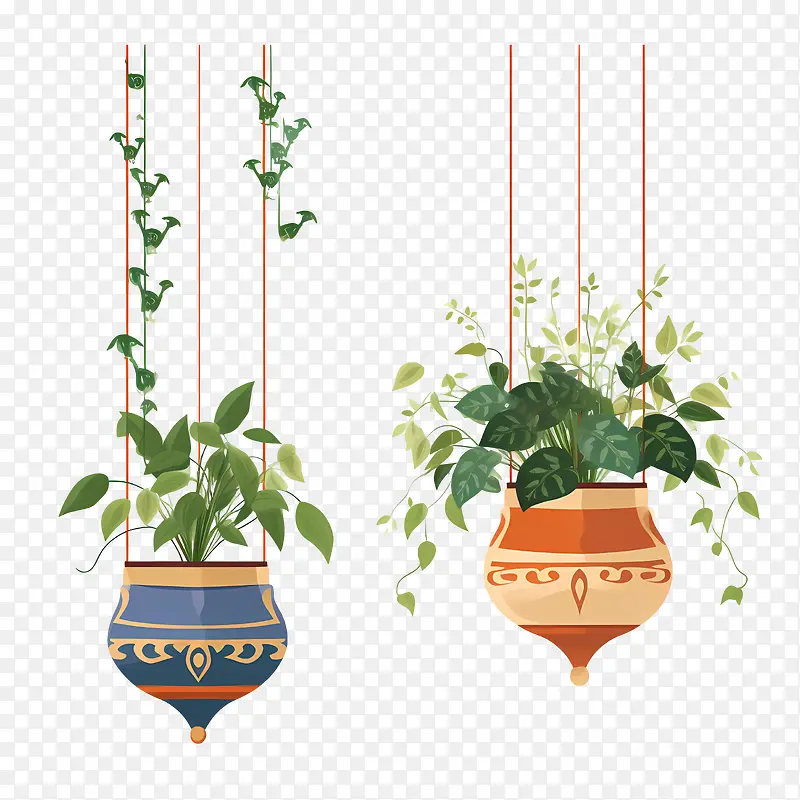 带盆的悬挂植物-带有盆栽的悬挂植物盆栽悬挂花盆阳台