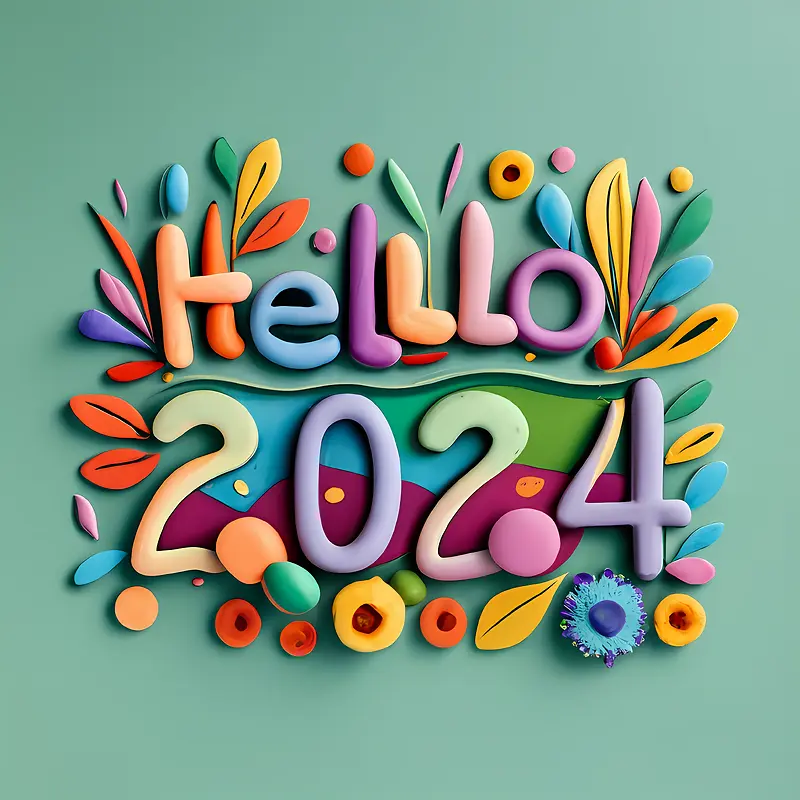 2024年新年快乐-2024年新年快乐你好新鲜充满活力多彩