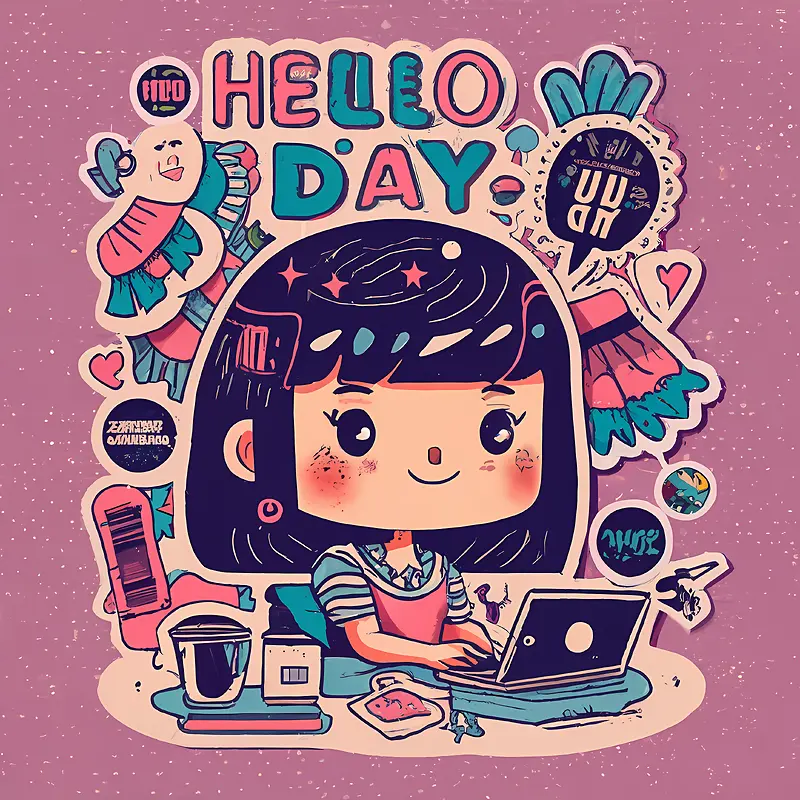 世界你好日-世界你好日你好日女孩笔记本电脑